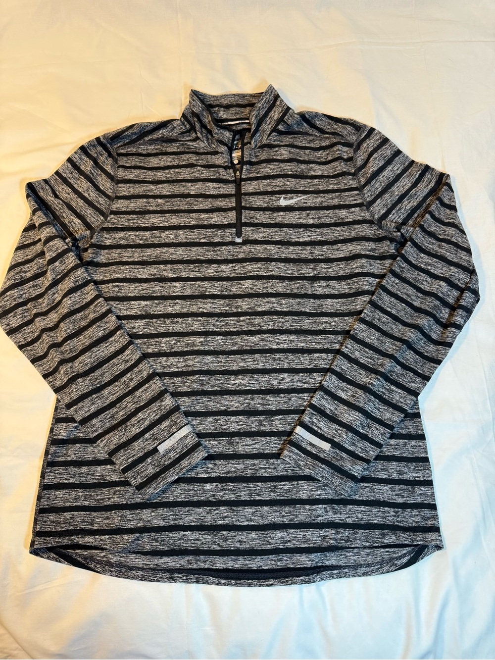 Nike Men’s Black & Gray Striped Quarter-Zip Pullover Large